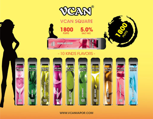 Il quadrato eliminabile dei soffi della E-sigaretta 1800 di Vape del QUADRATO di VCAN modella la progettazione che sexy di stile il vapore massiccio si appanna redditizio