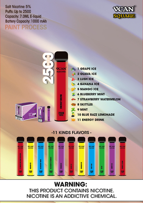 2500 soffia l'olio 650mAh Mesh Coil Disposable Vape Pen del NIC 7ml di 5% 11 sapore